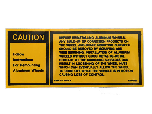 78-81 Oldsmobile Aluminum Wheel Instruction Decal