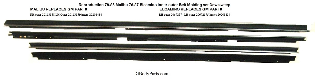 1978 - 1983 Aftermarket Chevrolet Malibu Belt Moldings Dew Sweeps