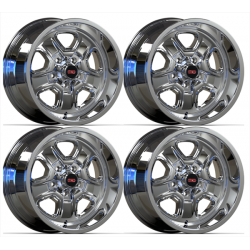 Chrome Plated ALUMINUM WHEELS SUPER STOCK II Set of 217 X 8" RIMS and 217 X 9" RIMS with 4.5" Backspacing