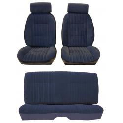 81-88 Monte Carlo SS Front Bucket and Rear Seat Covers Dark Blue Velour w/Vinyl Sides