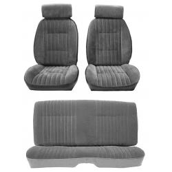 81-88 Monte Carlo SS Front Bucket and Rear Seat Covers Gray Velour w/Vinyl Sides