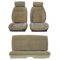 81-88 Monte Carlo SS Front Bucket and Rear Seat Covers Tan Velour w/Vinyl Sides